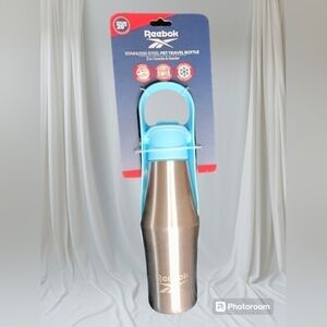 Reebok Pet Travel Bottle Feeder Blue Stainless Steel